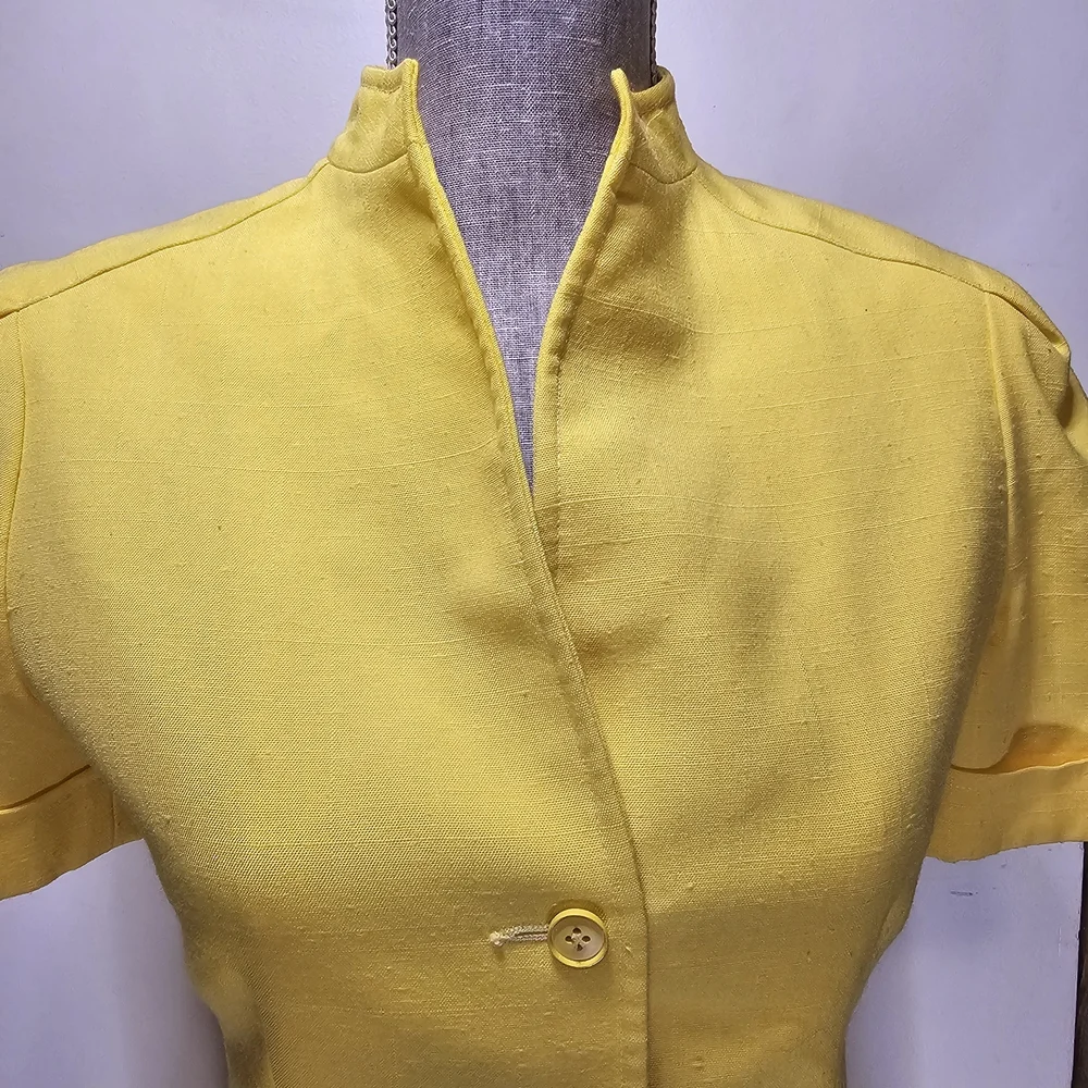 Vintage Yellow Skirt Suit Set Women's Size 4 1970s Retro Office Union Made in US